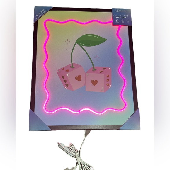 Neon Cherry Wall Art with Pink LED Lights - Picture 1 of 4